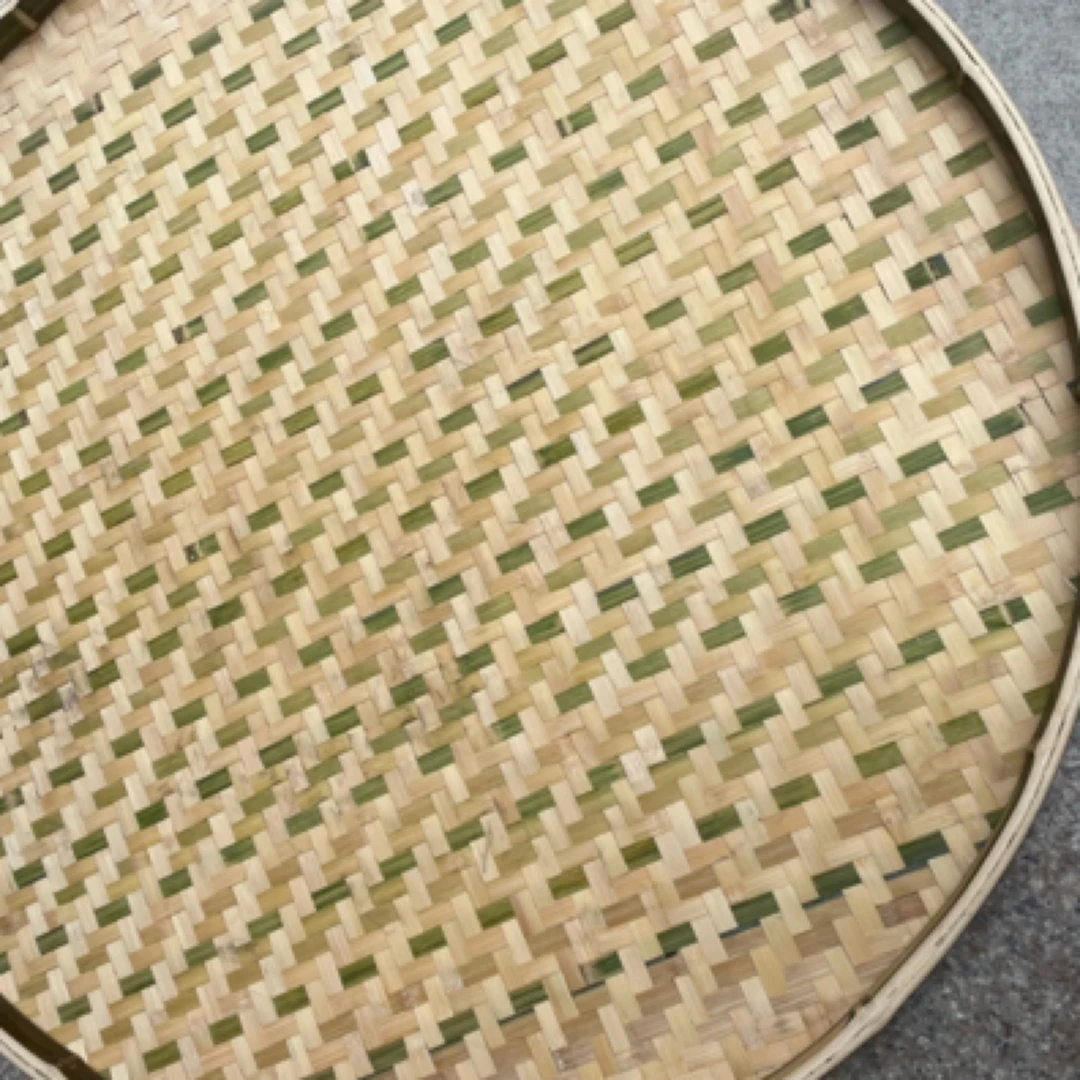 鸽子手工竹子编食盘竹编工艺品圆形家庭家用竹编