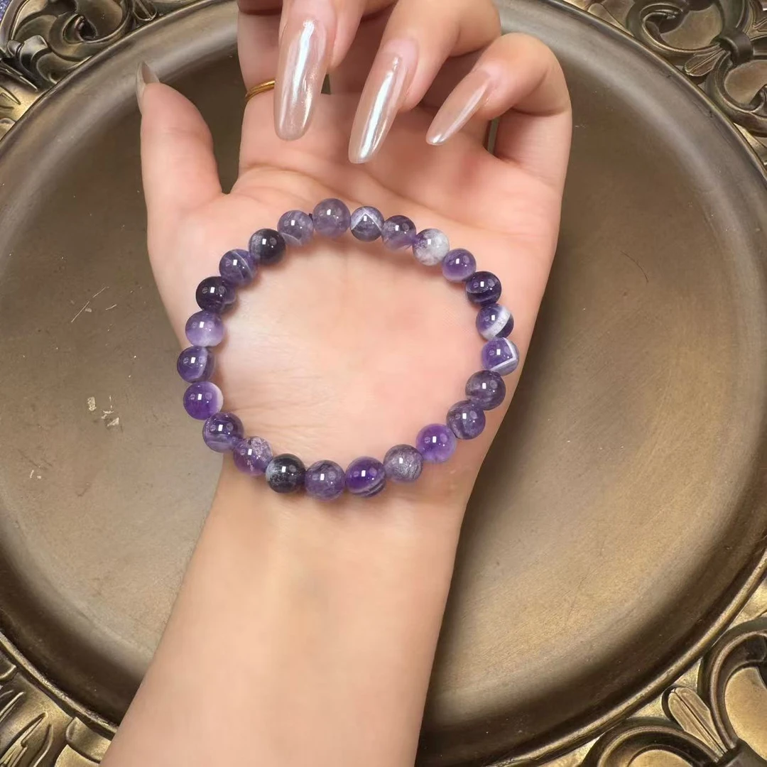 天然紫水晶奶盖手串A0109