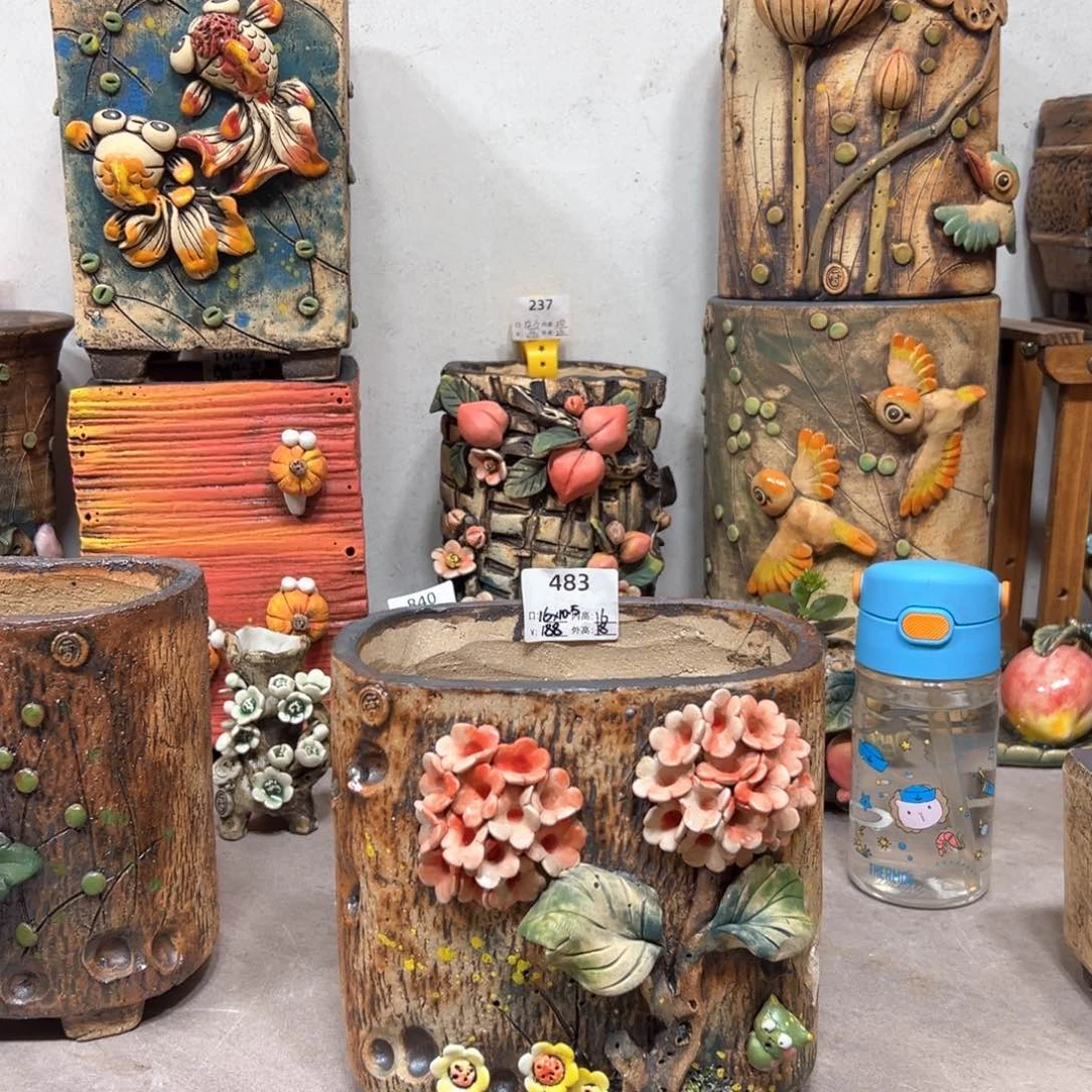 红陶483微瑕，雨田花器