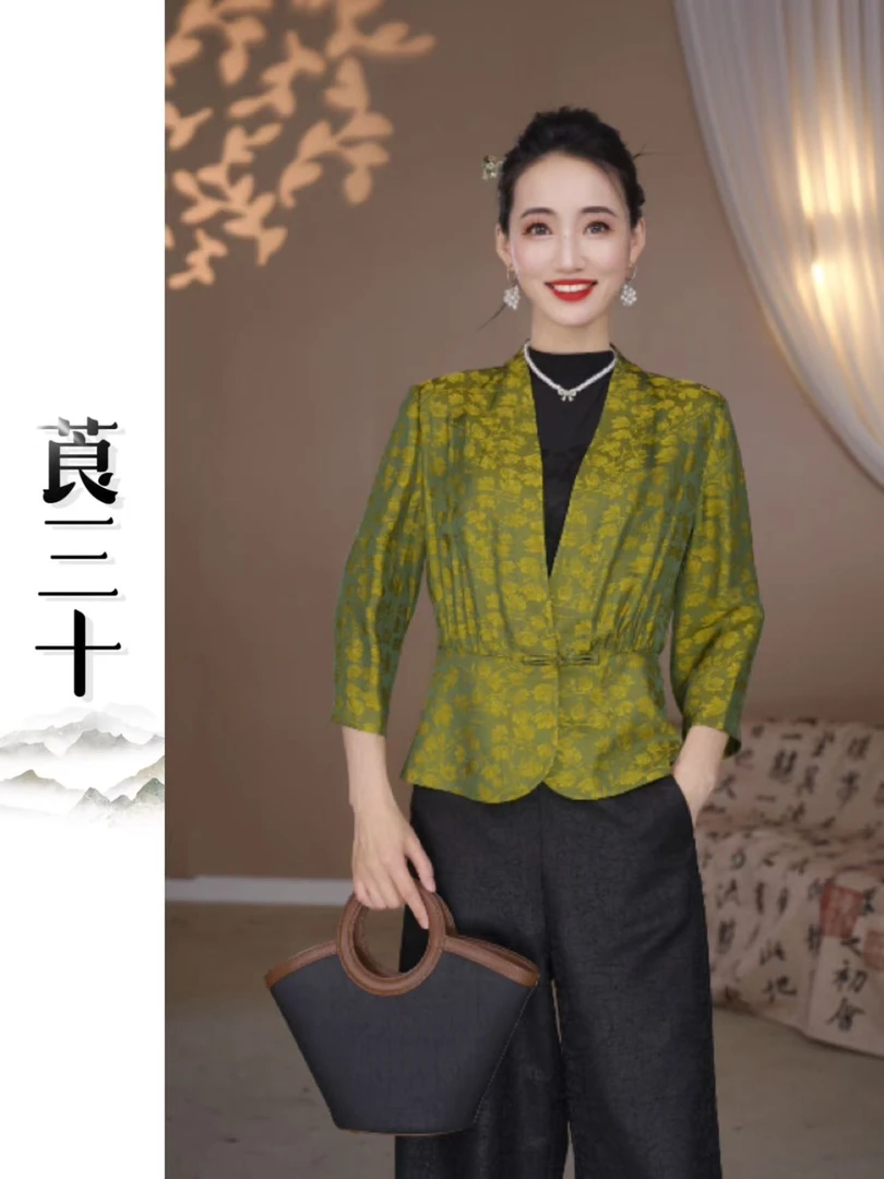 【春意盎然】春季新款妈妈装显瘦气质百搭清凉国风中式开衫 90390