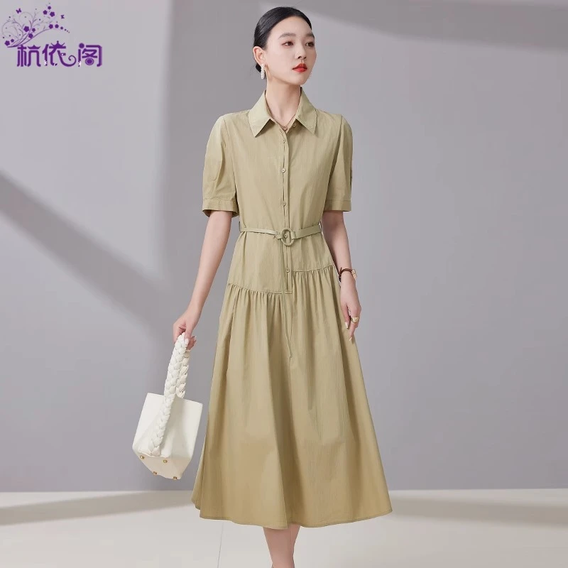 衬衫连衣裙女夏2025新款轻奢高级感气质通勤收腰显瘦简单大方裙子