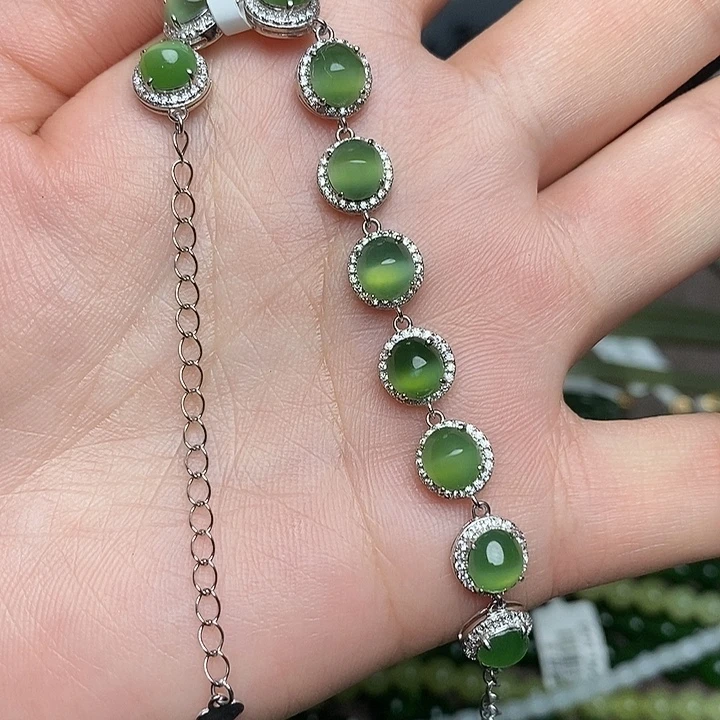 和田玉银S925镶嵌手链