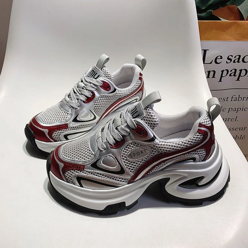 爆款百搭厚底老爹鞋女春秋小个子增高2025新款炸街欧货运动休闲鞋