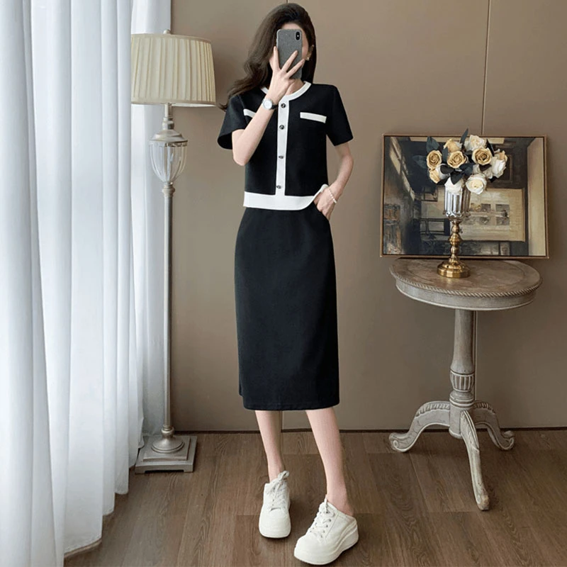 时尚休闲套装女2025夏季新款百搭显瘦洋气小个子上衣半身裙两件套