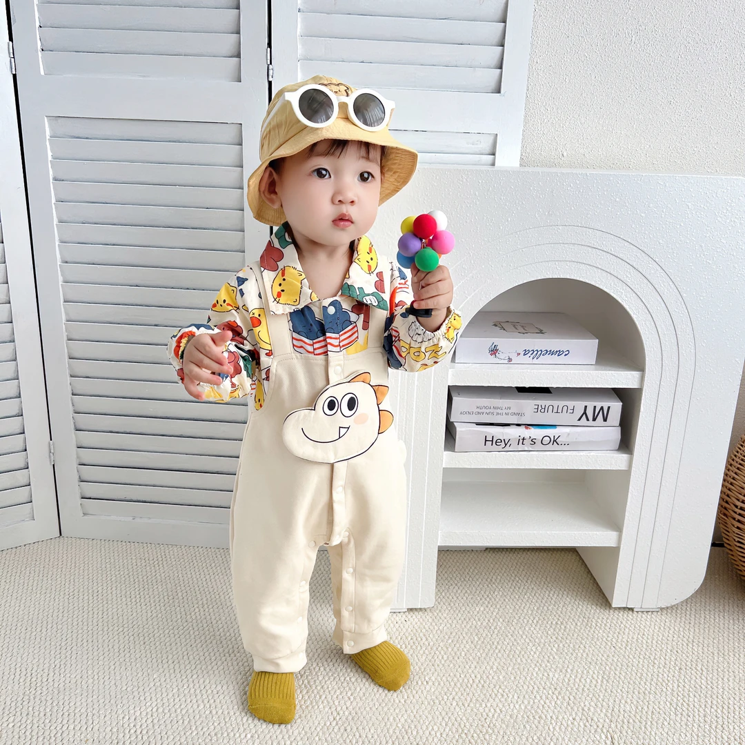 新生儿秋款连体衣男女宝宝春秋装婴幼儿卡通恐龙哈衣外出春秋衣服