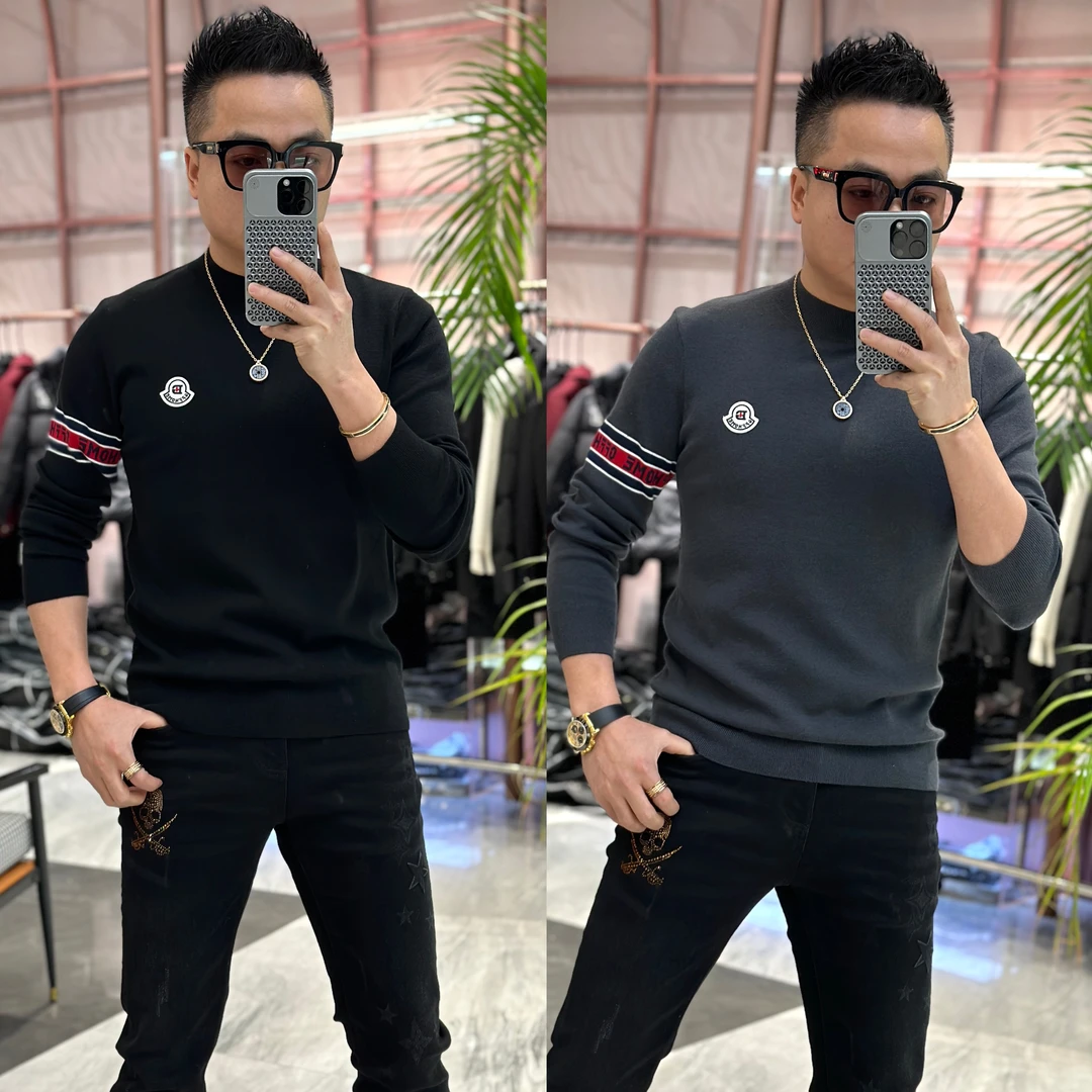 【发现者】2024新款欧货男士轻奢休闲长袖羊毛衫流行潮流百搭77192