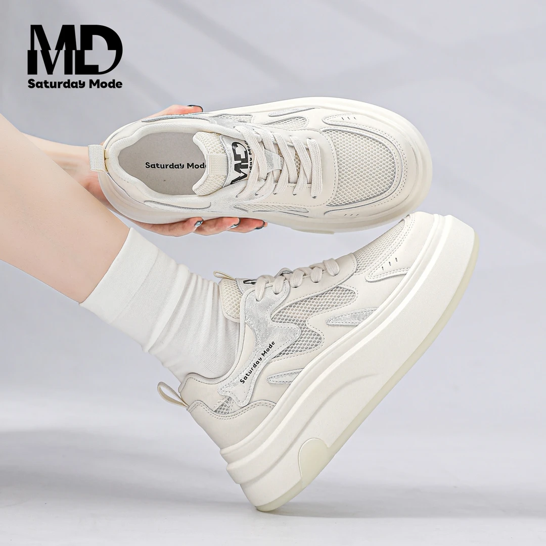 SATURDAYMODE厚底增高小白鞋女生2025夏季新款透气板鞋MDD2112E04