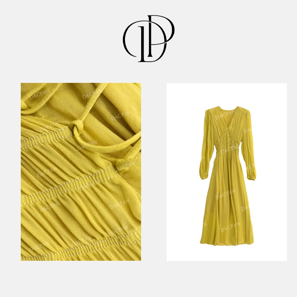 DACPAN-“莫妮卡夫人”高奢V领收腰长款连衣裙2025/盼·PP 25001