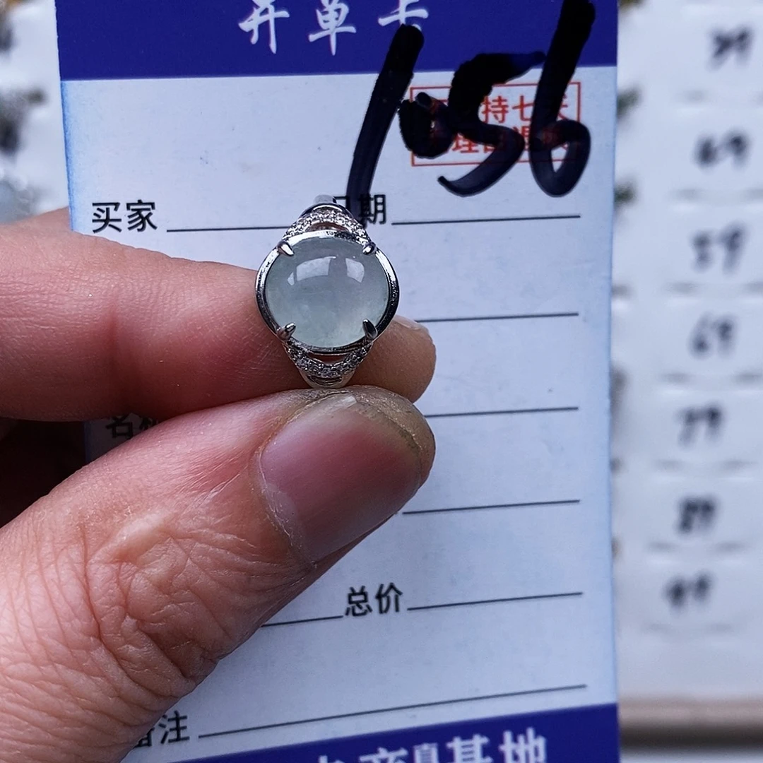 银S925镀金镶嵌戒指翡翠戒指