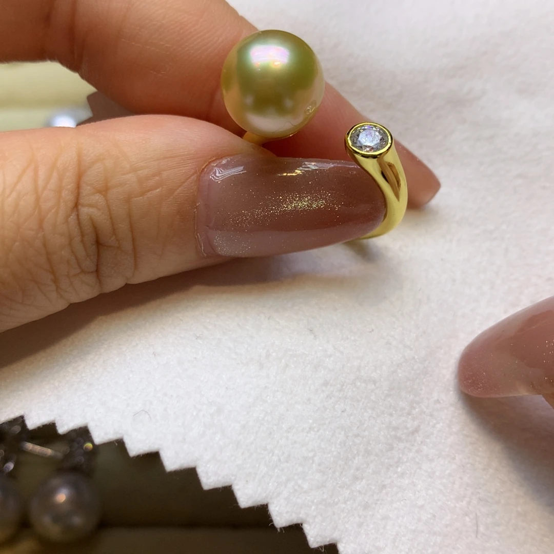 银S925镶嵌戒指海水珍珠