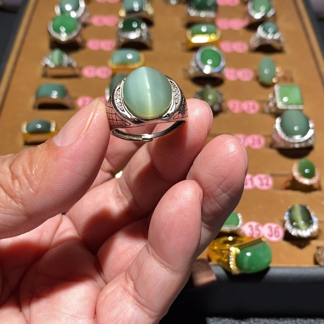 和田玉银S925镶嵌戒指