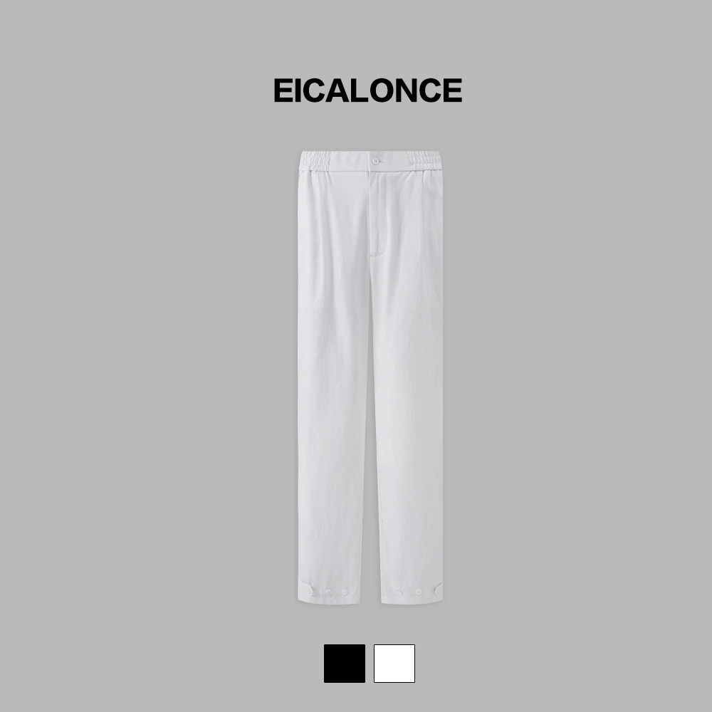 Eicalonce·意卡伦萨25·SS夏季简约百搭时尚舒适亚麻休闲裤KM61217