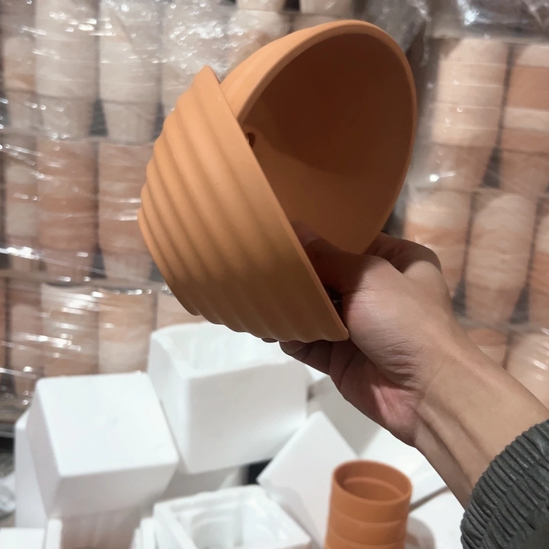 【闪购商品】红陶螺纹盆15口6高2个