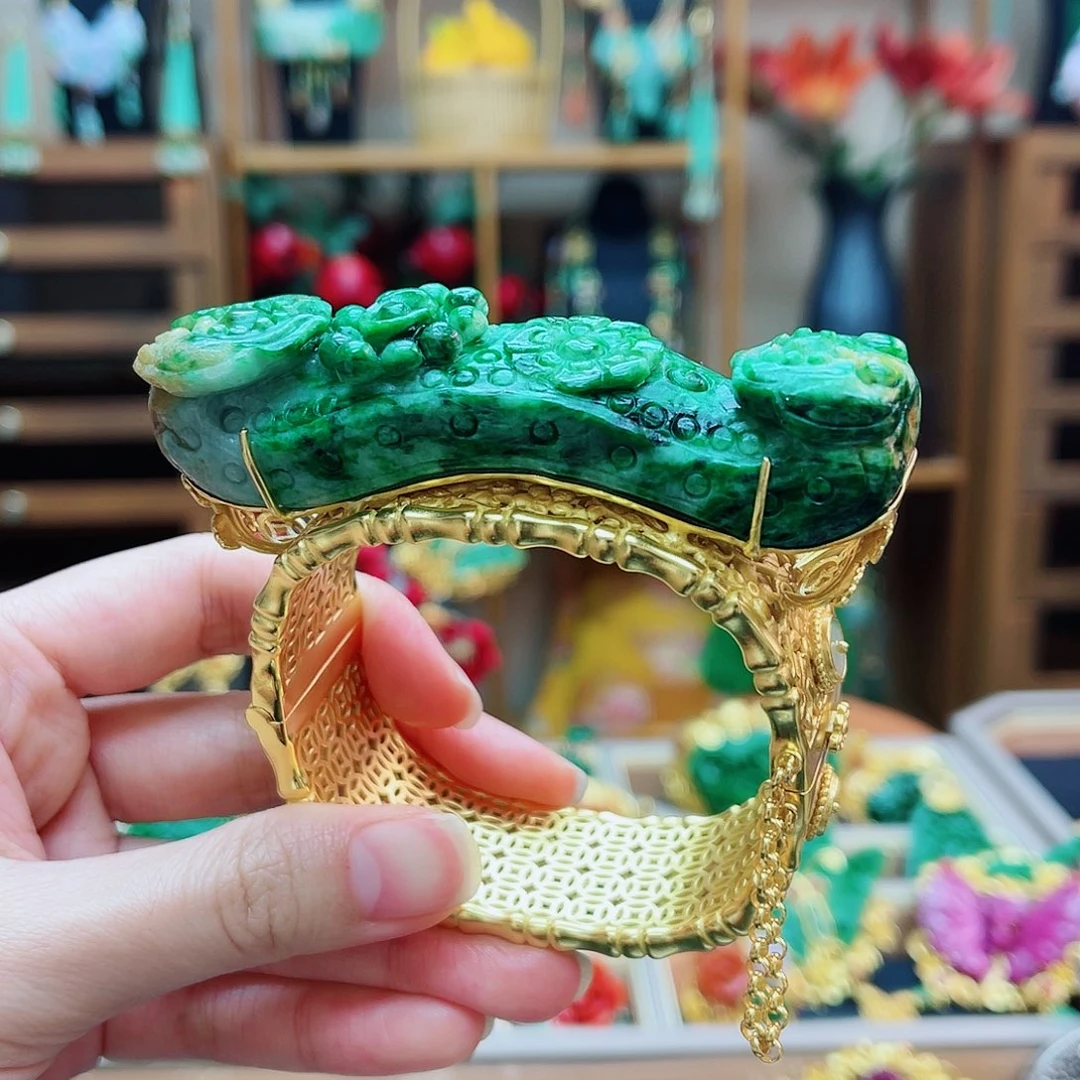 银S925镶嵌手镯翡翠48小时鉴赏期1