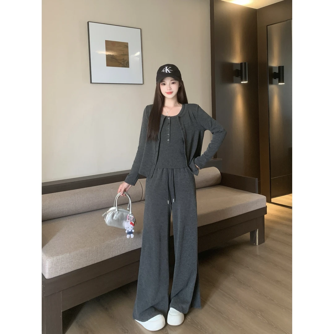 2025秋季新款韩版休闲慵懒风套装大码胖mm流行爆款三件套80319