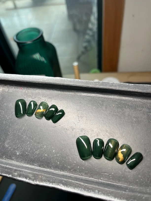 第1集玛瑙鎏金单色纯色穿戴甲美甲手工气质墨绿穿戴式复古国风