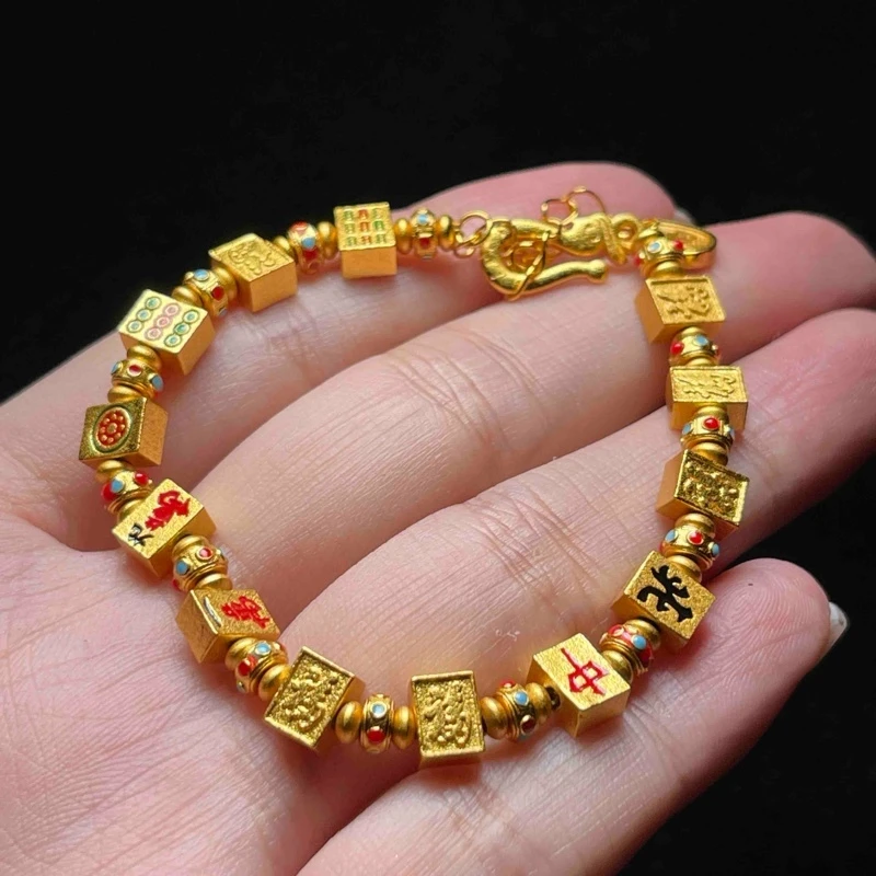 【魏来意】镀K金 十三幺手串-5*2mm 18+5cm