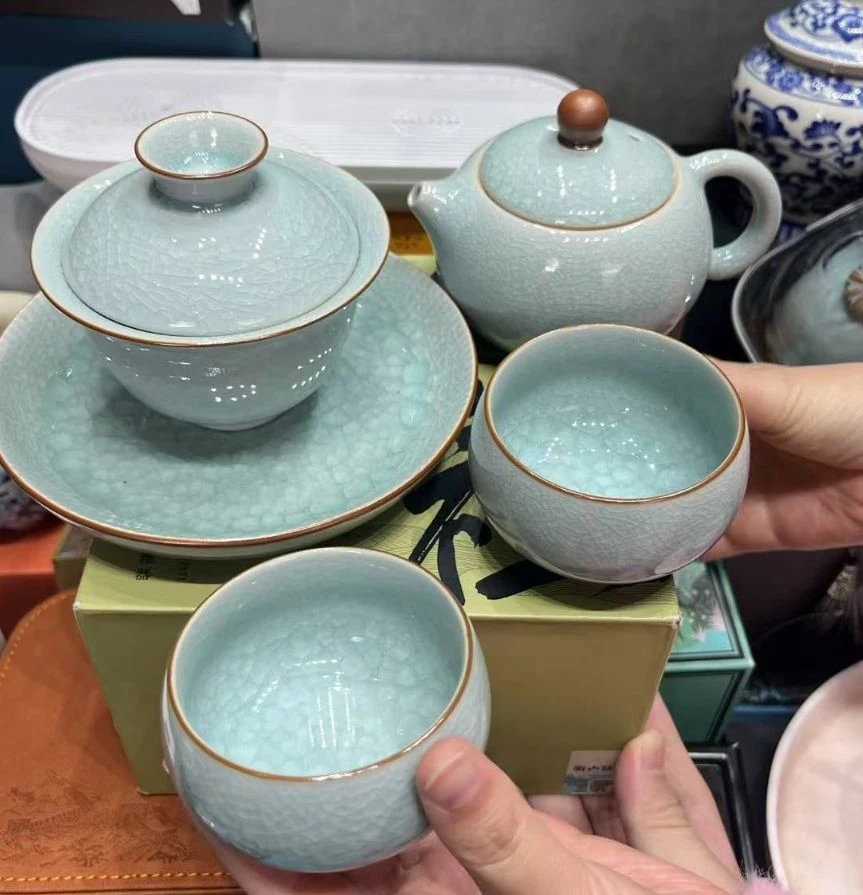 冰花功夫茶具套装家用轻奢高档办公泡茶礼盒装2482x2+2484+2485