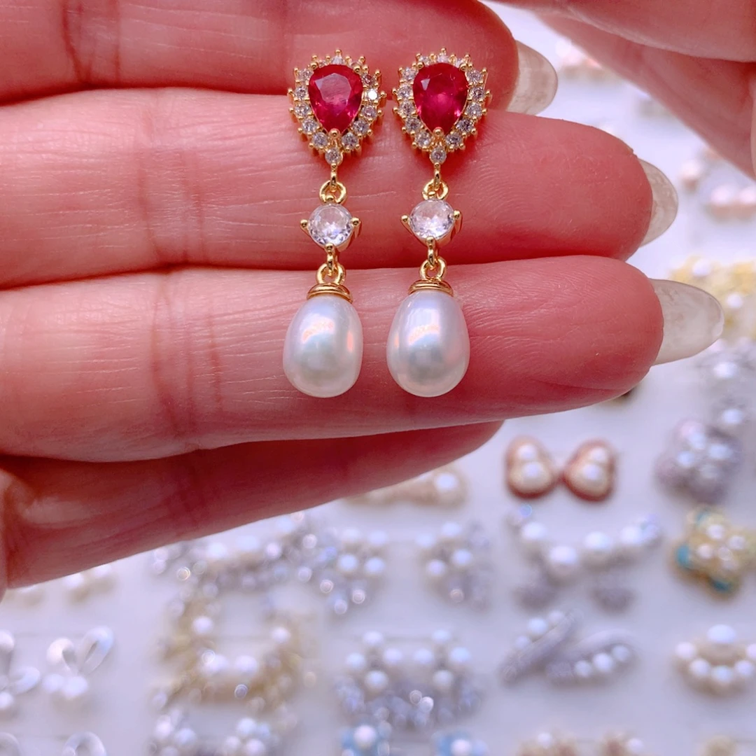 合金淡水珍珠耳饰