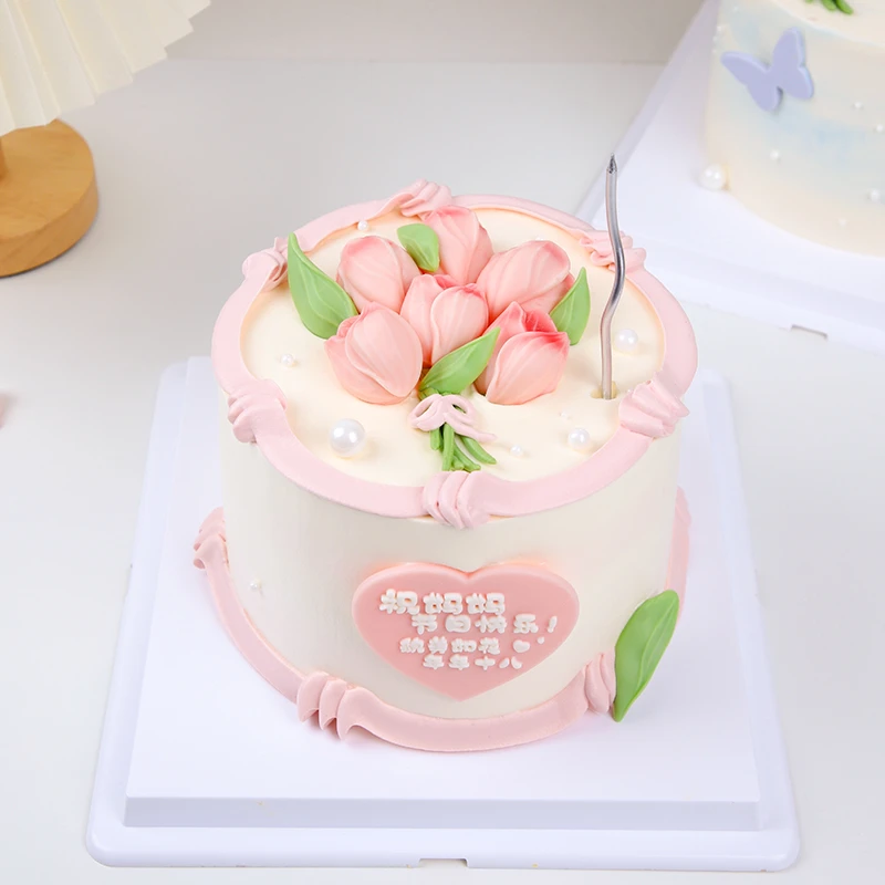 母亲节巧克力蛋糕装饰郁金香刮刀花康乃馨爱心字牌烘焙妈妈插件