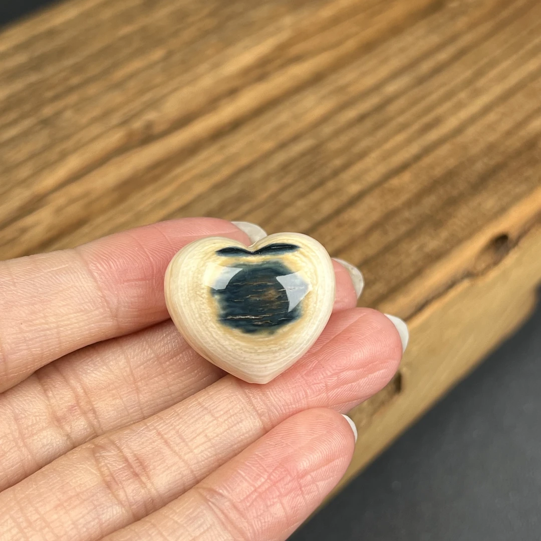 S1598天然猛犸牙 蓝眼爱心 23*20*15.4mm支持鉴定 假一罚四