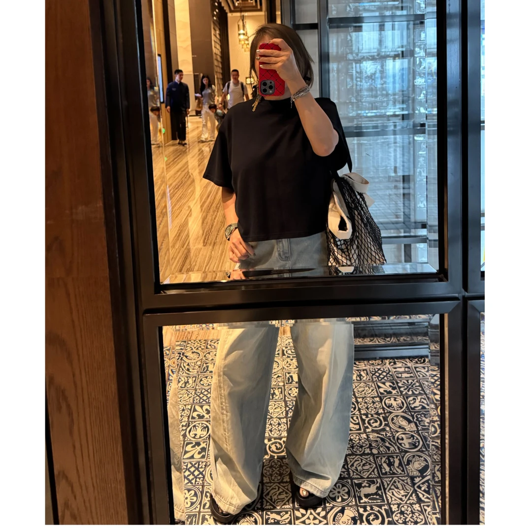 COCOLINDA | 棉质重工艺洗水阔腿香蕉裤牛仔裤N5125