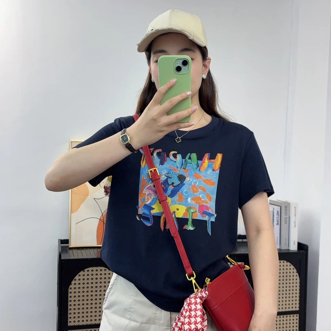 U.Ni【海洋世界】夏季正肩圆领宽松棉T恤短袖