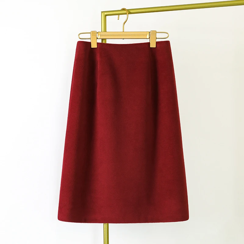 红色半身裙秋冬款2025新款高腰小个子a字裙子中长款包臀裙一步裙