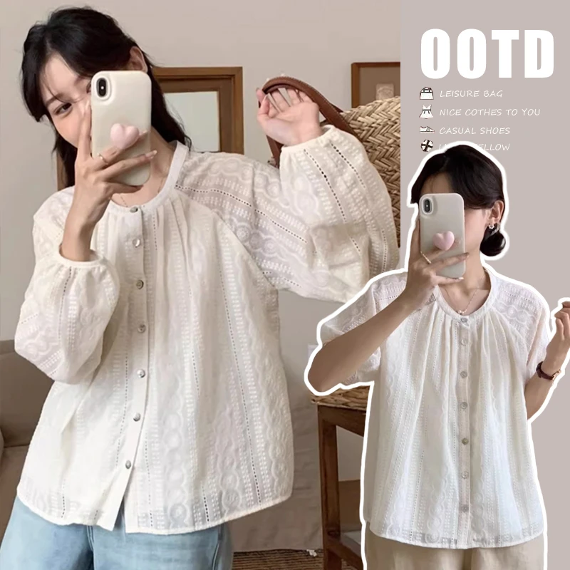 孕妇装春装新款春夏孕妇水溶蕾丝花边上衣小衫宽松甜美设计感