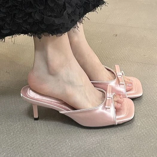 UHCK粉色高跟法式小凉拖鞋仙女鞋子2025新款夏季时尚外穿气质小众