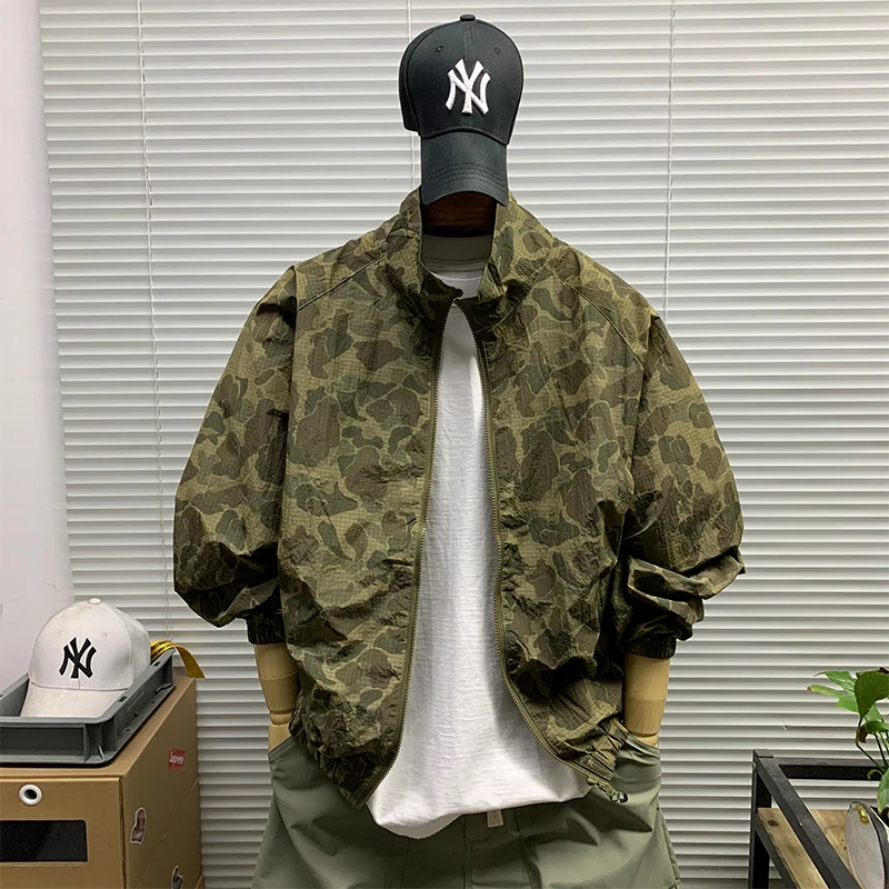 迷彩立领防晒衣外套男士户外时尚潮牌春夏薄款休闲宽松防晒服夹克
