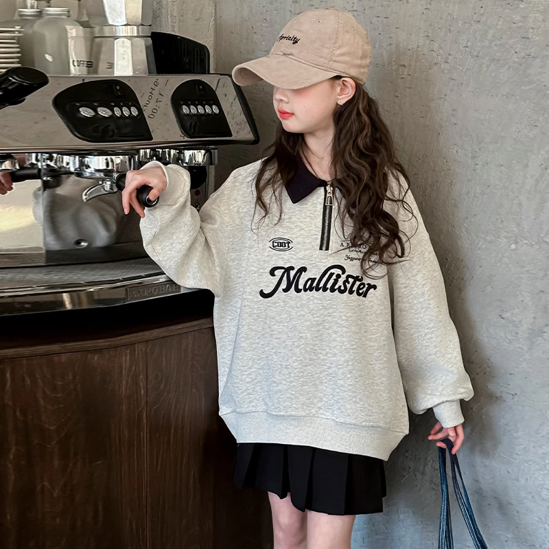 简约潮牌店铺儿童服装2025年款衣服女童装春秋装卫衣6-12岁高级感