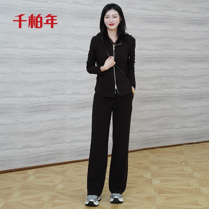 千柏年授权【素色心情】立体剪裁鱼骨线连帽休闲减龄显瘦T恤-C761