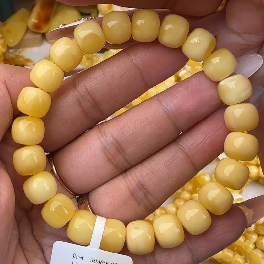 蜜蜡未镶嵌手串奶白浓蜡老型手串