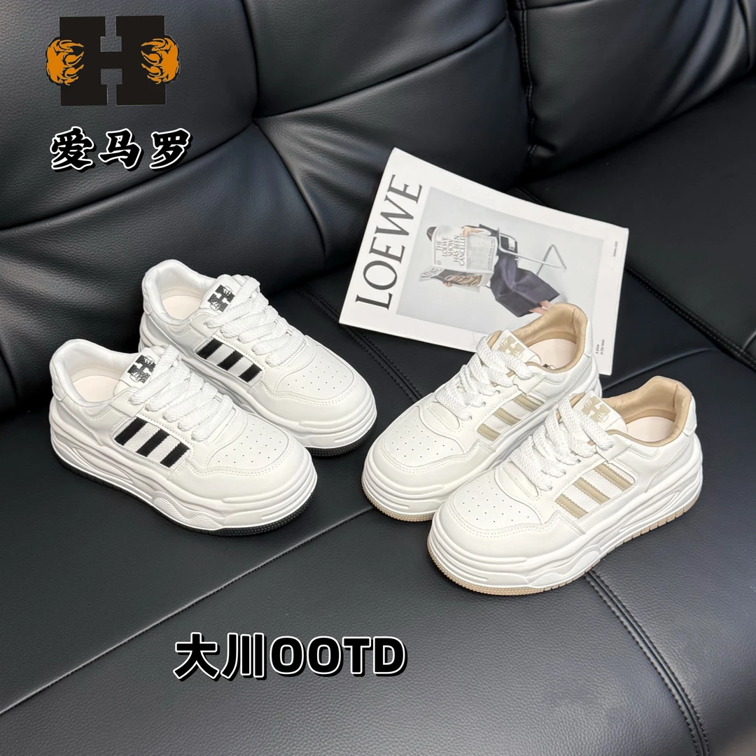 【白鹭】厚底小白鞋女2025春季加厚配裙子增高鞋休闲百搭板鞋D258