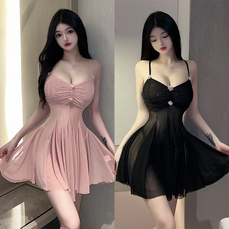 睡衣裙家居服冰丝凉感法式轻奢蕾丝吊带性感纯欲舒适家居服睡衣裙