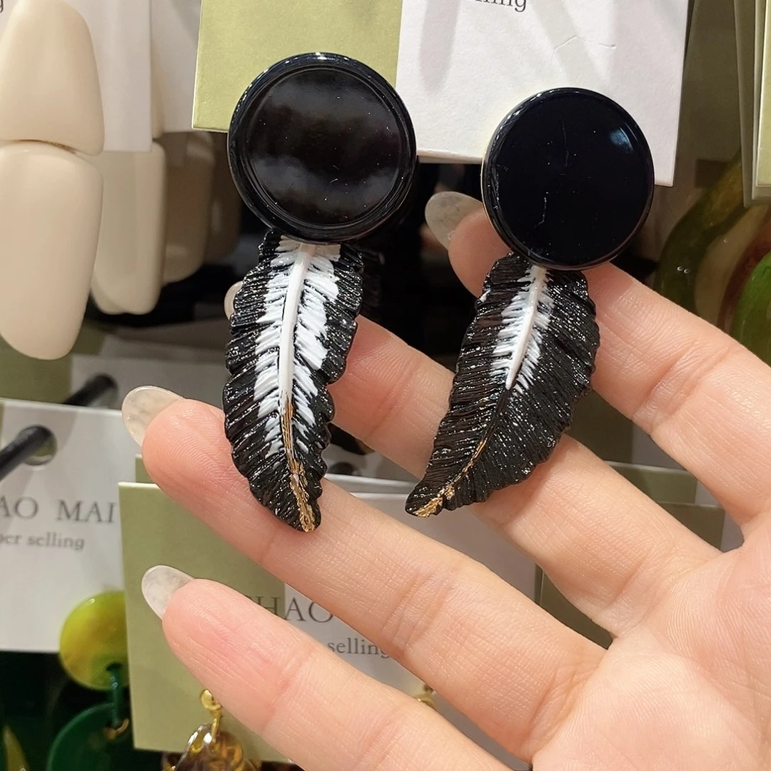 铜合金925银树脂黑色羽毛