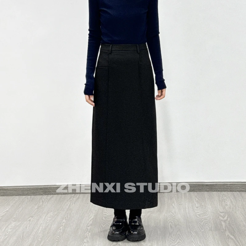 针西【半身裙】经典高个子女生半身加长西装裙K80123