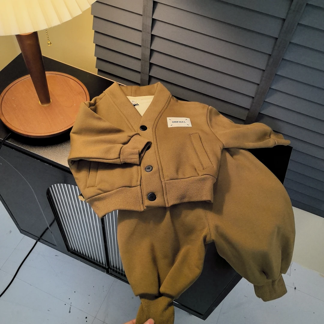 现货【秋款】2025春秋季新品运动风潮流开衫长袖套装儿童套装33307