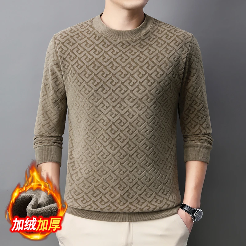 冬季新款爆款男款加厚保暖卫衣上衣长袖秋冬加绒内搭打底衫男