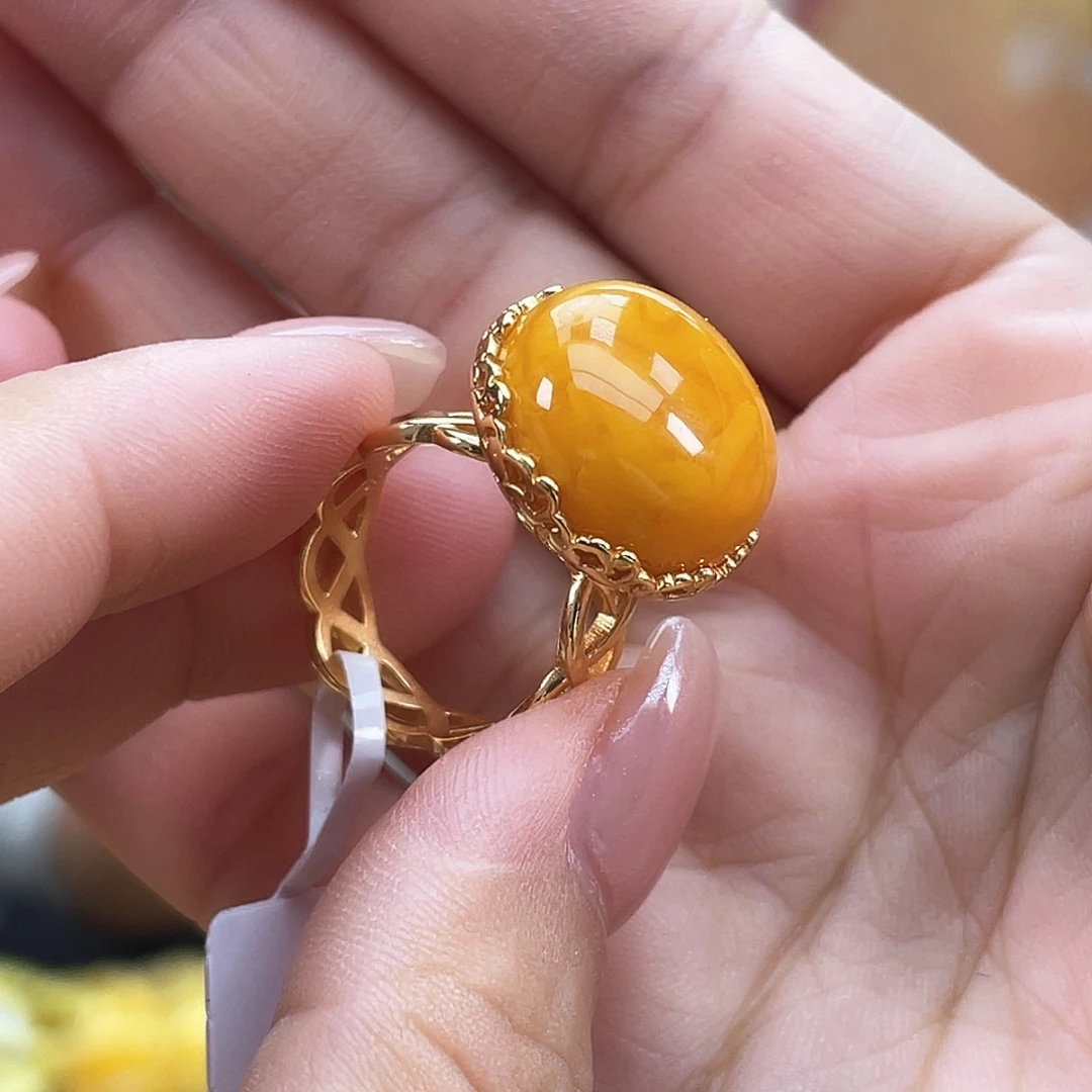 银S925镶嵌琥珀珠宝奇石多样性发其一h