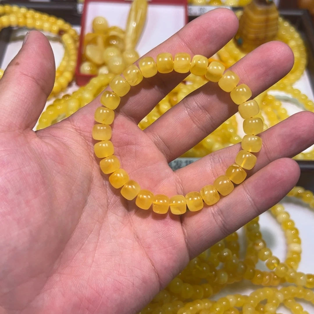 琥珀未镶嵌裸石手串 尺8.7mm