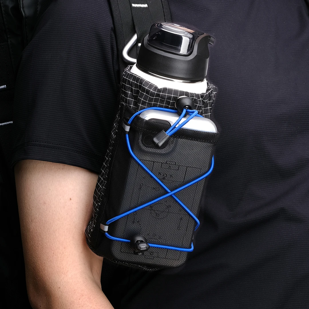 户外肩带水壶杯大容量手机袋超轻耐用登山徒步水杯外挂袋便利附件