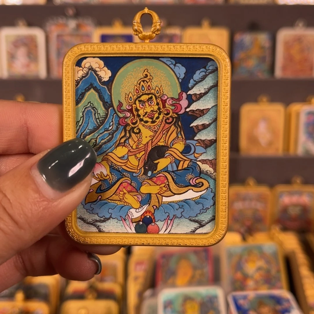吊坠黄老爷青海热贡唐卡