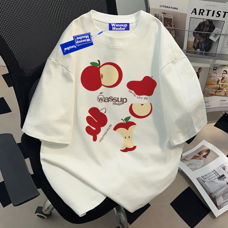WASSUP HSUBE夏季潮流百搭vintage短袖重磅纯棉纯棉T恤上衣情侣装