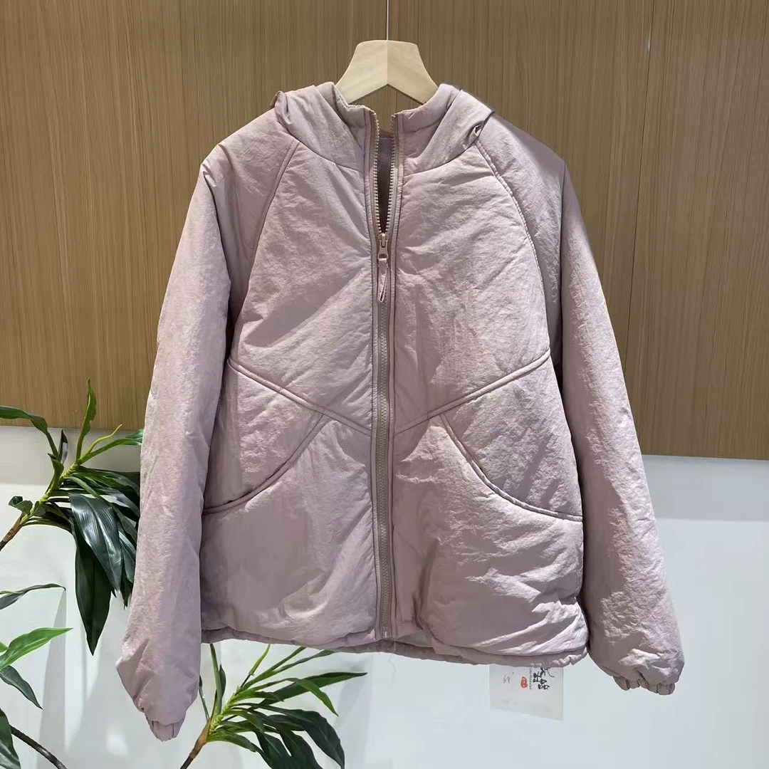 16673新款秋冬加绒简约百搭时尚显瘦连帽棉服