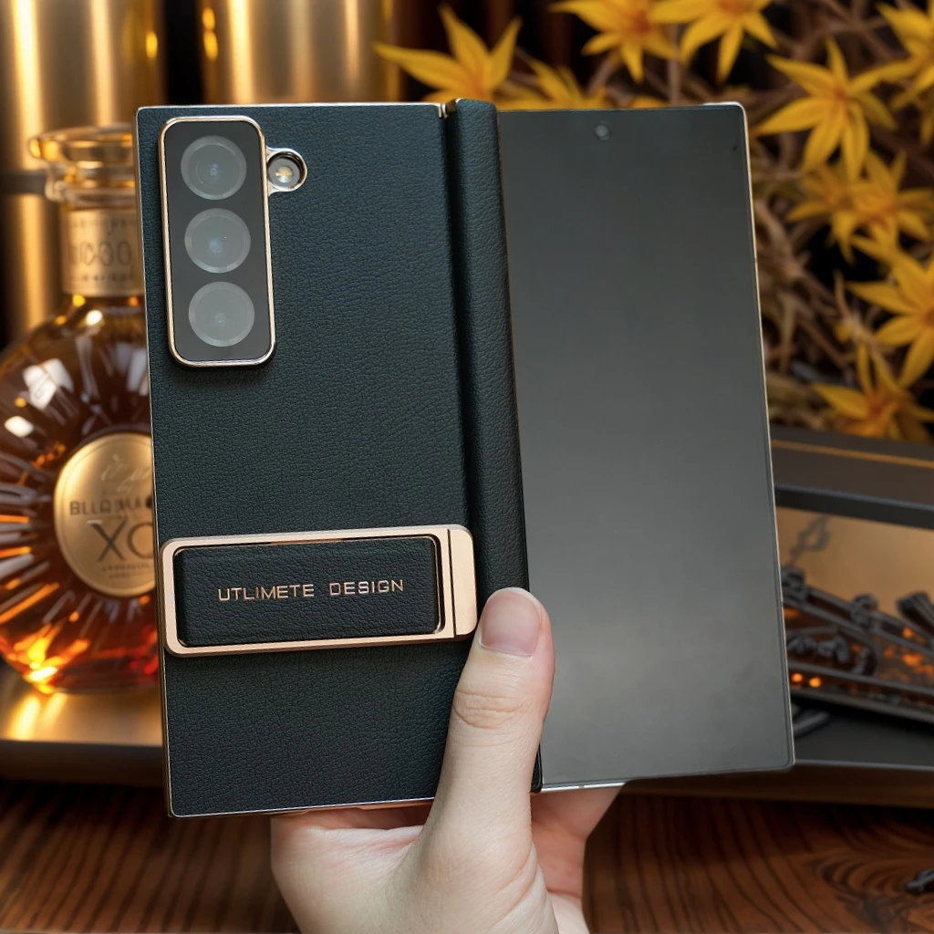 适用三星w25手机壳腕带金属旋转支架商务风中轴保护手机套折叠屏