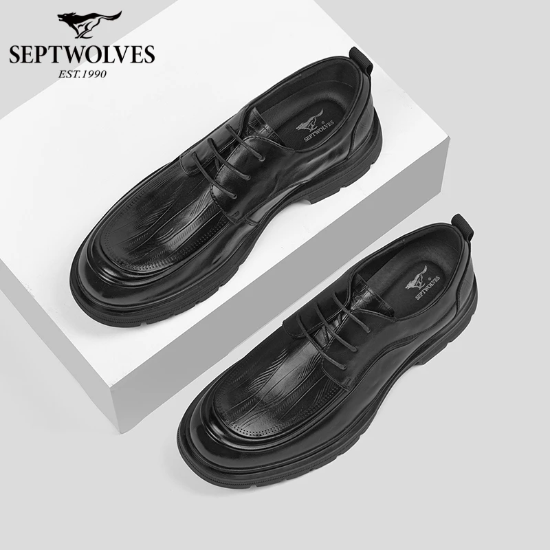 七匹狼男鞋2025新款秋冬英伦风休闲皮鞋男商务通勤增高百搭德比鞋