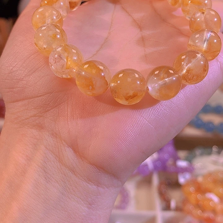 水晶手链未镶嵌11mm+黄胶花