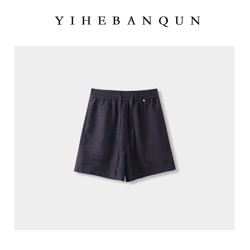 醋酸遛弯裤2025夏季新款时尚松紧阔腿裤A字宽松系带高腰休闲短裤